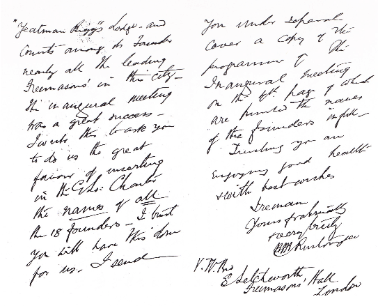 Yeatman-Biggs Lodge Letter